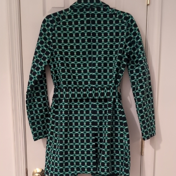 Michael Kors Green/Navy Geometric Trench Coat - Picture 4 of 4